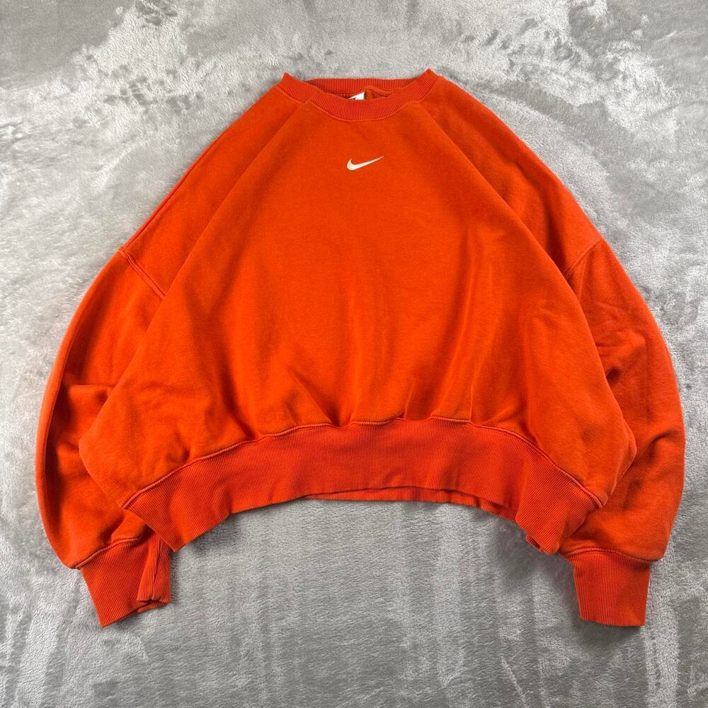 Nike Phoenix Fleece Sweatshirt Women’s XL Orange Center Swoosh Cropped Crewneck